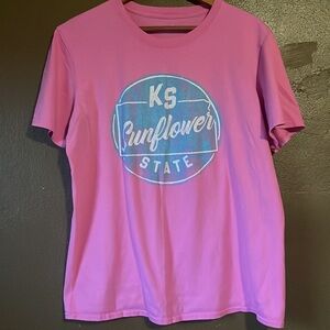 Kansas Sunflower State Pink Graphic Tee / Size Large